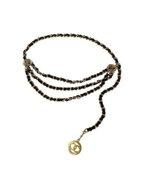 Chanel E8 CC Logo Chain Belt Black Gold